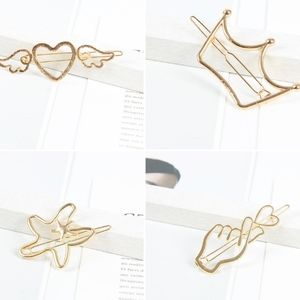 Gold Hair Clip Set - Heart, Crown, Dove, Hand